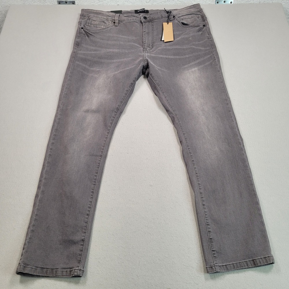 Kenneth Cole Mens Grey Tapered Fit Jeans 40x32 KUXA1GRYFR New